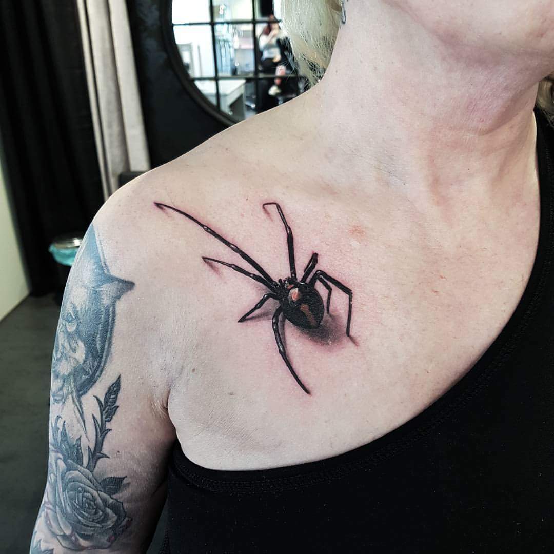 #Scary #Tattoo #Designs Appealing 3D style spider shaped tattoo design