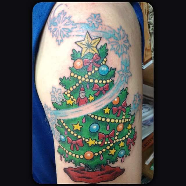 #Christmas #Tattoos Appealing design of tattoo ideas for the celebration mood