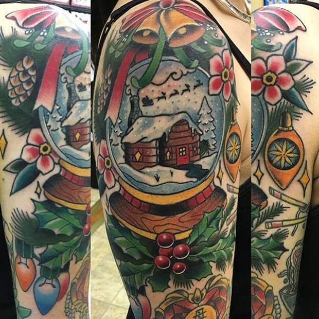 #Christmas #Tattoos Exceptionally alluring and colorful tattoo on the hand