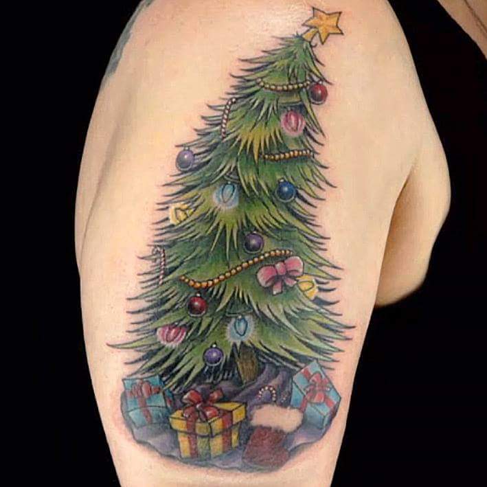 #Christmas #Tattoos Impressive christmas tree tattoo ideas for the side arm
