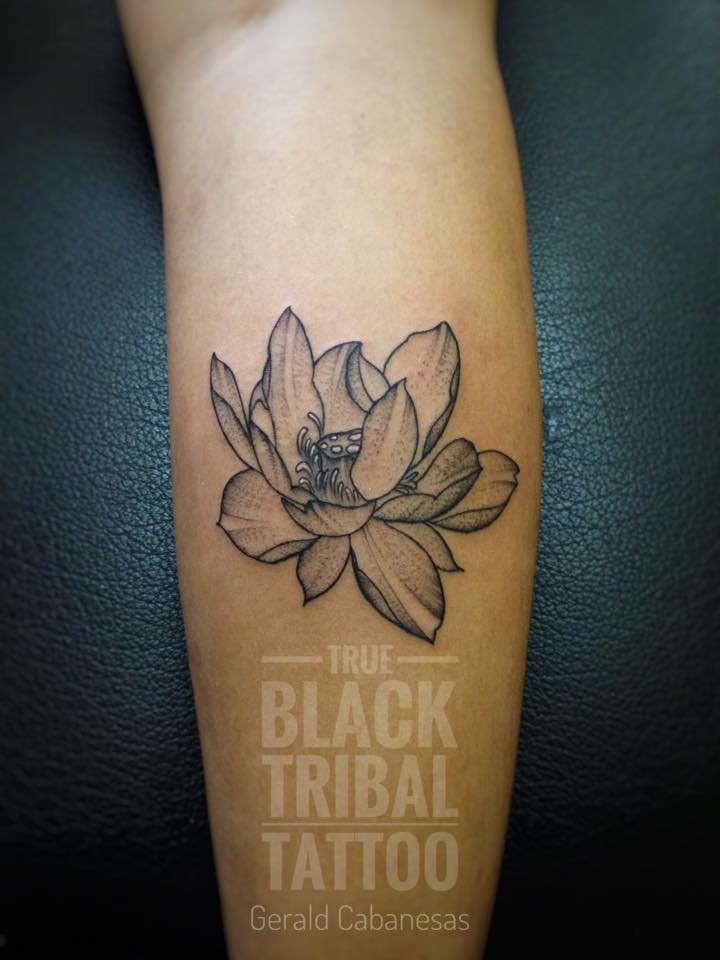 #Lotus #Flower #Tattoo Lotus stippling tattoo TRUE BLACK TRIBAL Tattoo