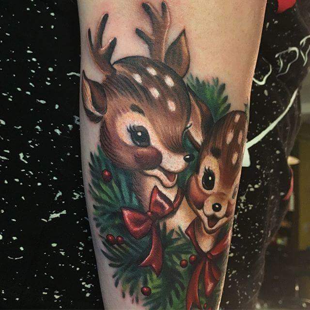 #Christmas #Tattoos Mini adorable deer tattoo idea for the arm