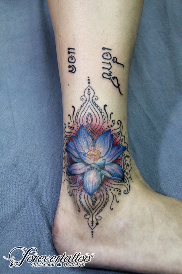 #Lotus #Flower #Tattoo ankle lotus flower tattoo
