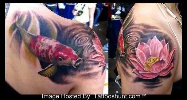 #Lotus #Flower #Tattoo japanese 3d koi fish and lotus flower tattoos ideas