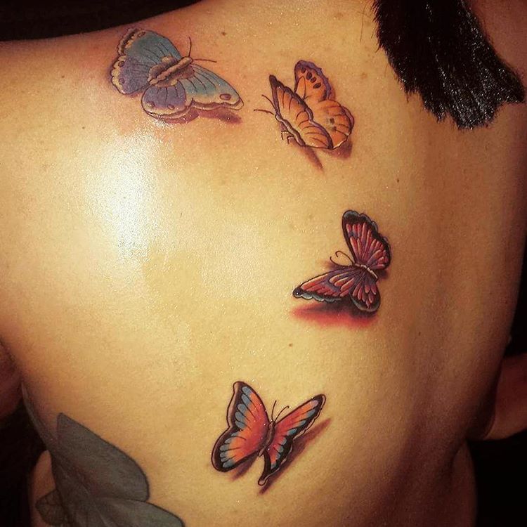 #3D #Tattoos Beautiful Butterflies On Back