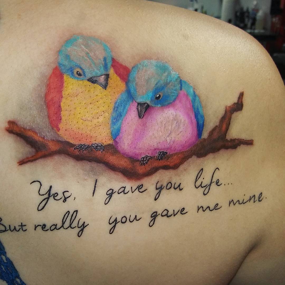 #3D #Tattoos Colored Birds