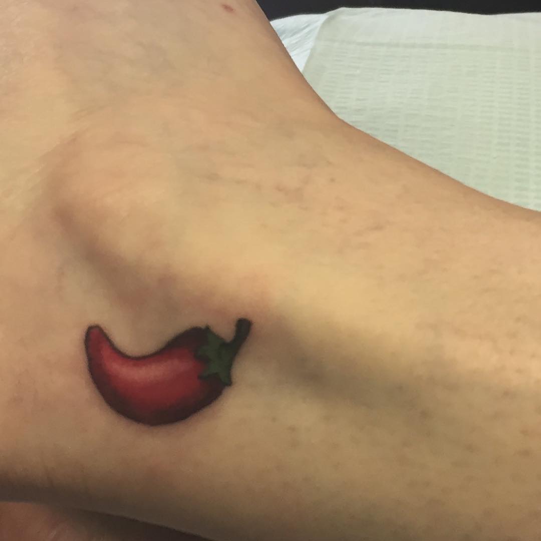 #3D #Tattoos Red Pepper On Ankle