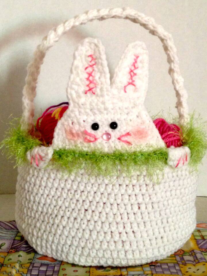 Crochet Peek A Boo Rabbit Easter Basket.
