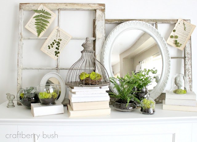 White and Green Spring Mantel.
