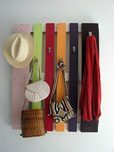 Colorful Pallet Coat Rack.