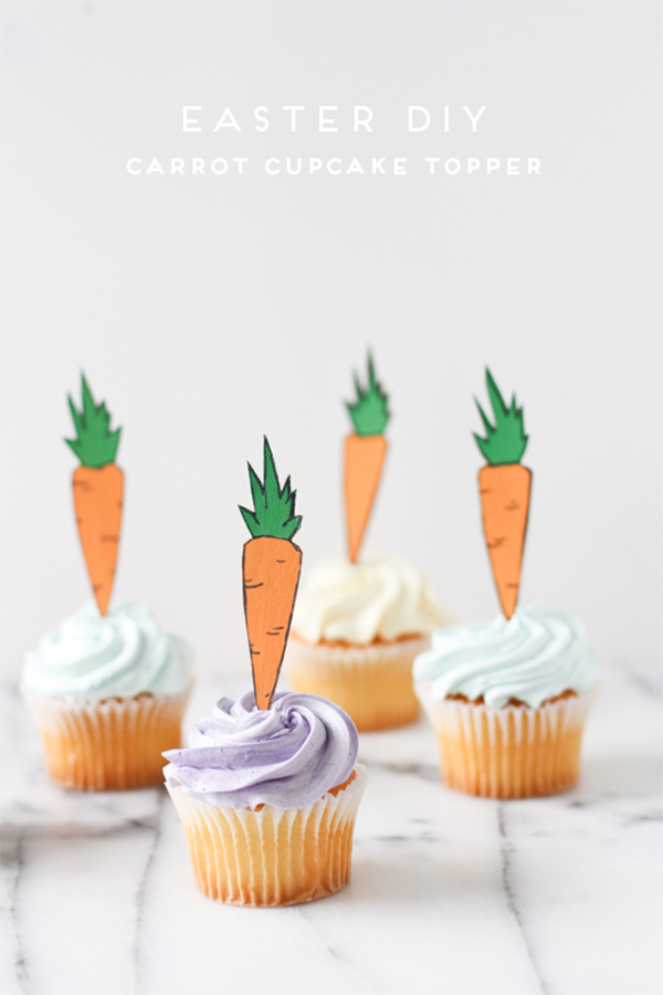 Easy Easter Carrot Cupcake Toppers.