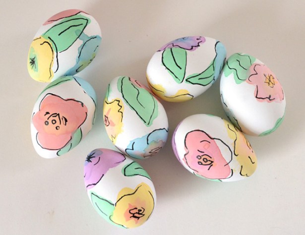 Hand painted watercolor floral eggs.