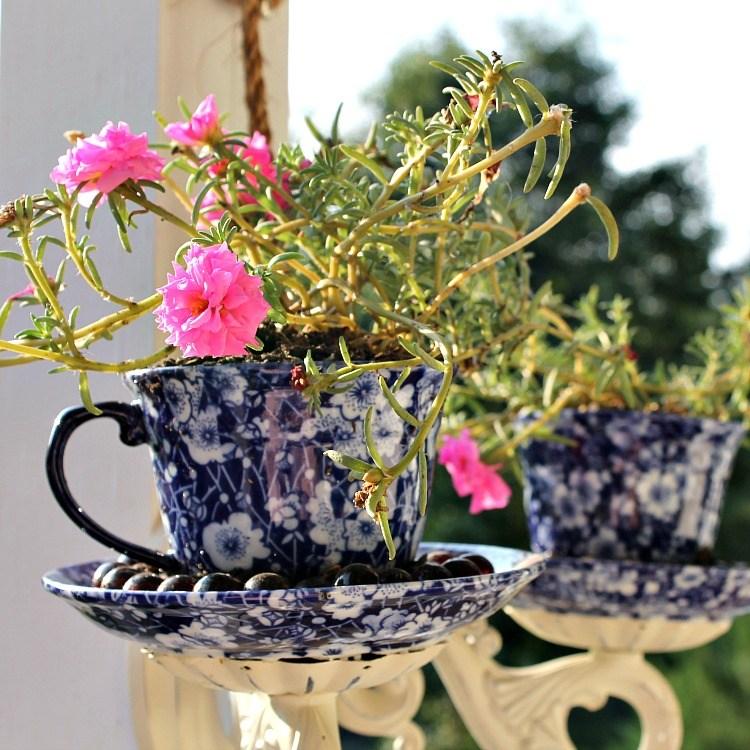 Lovely Sconce Planters Made From Unused Teacups.