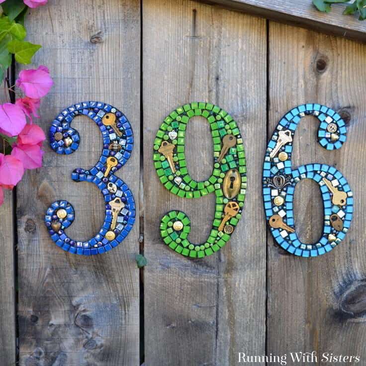 Mosaic House Number Sign.