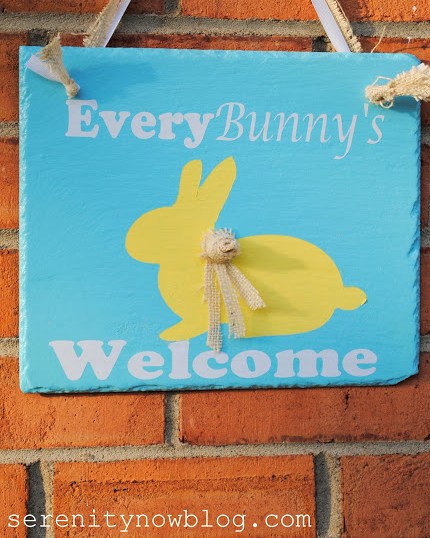 Painted Spring Bunny Silhouette Sign.