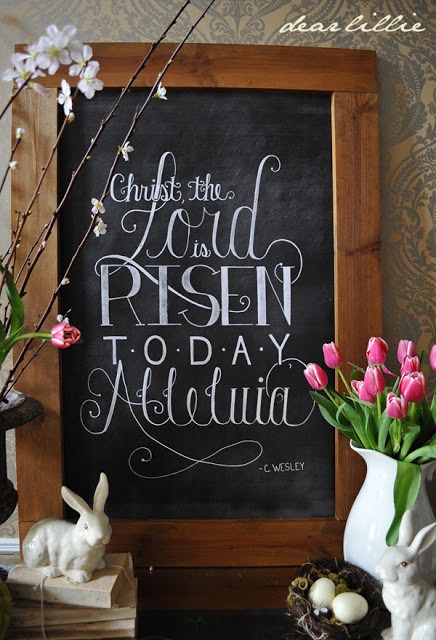 Reader chalkboards another easter decor idea.