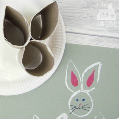 Recycled Toilet Roll Easter Bunny Stamp.