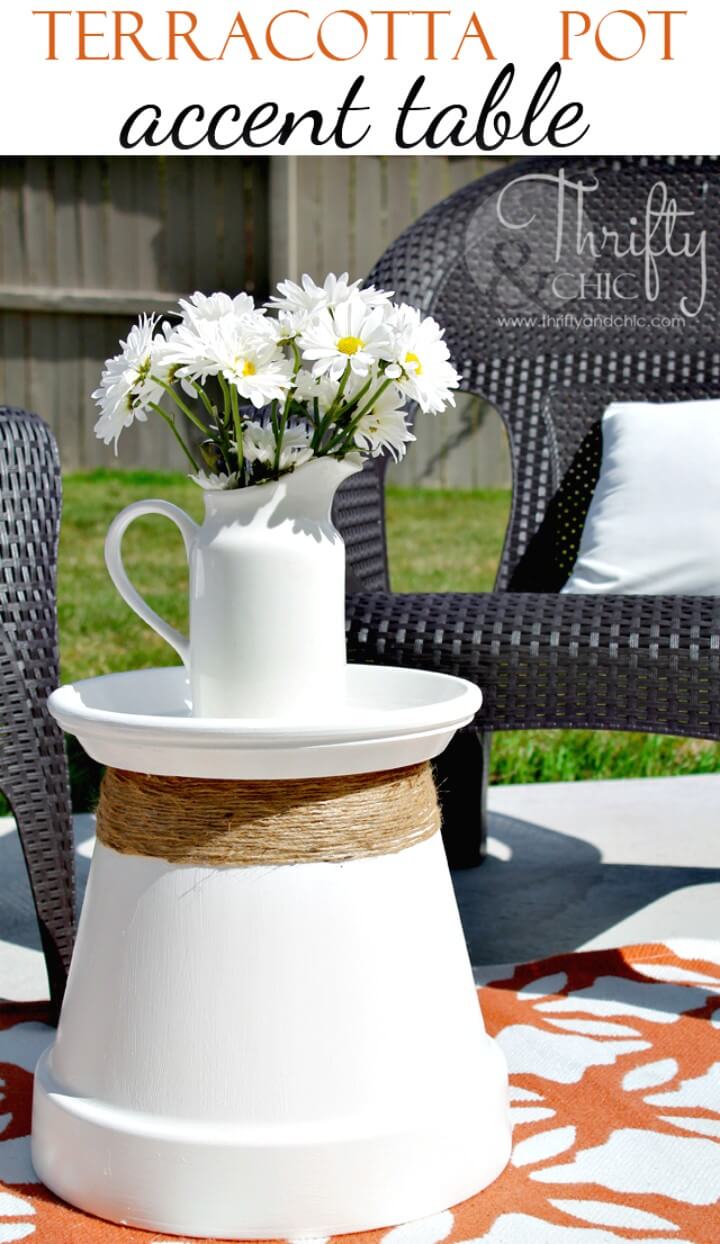 Terracotta Pot Re-purposed Into Accent Table.