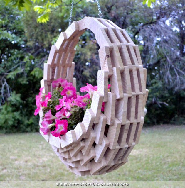Wooden basket planter.