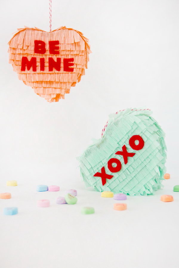 DIY Conversation Heart Pinatas. DIY Valentine’s Day Gifts for Boyfriend
