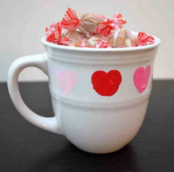 DIY Valentine Mug with Thumbprint Heart.