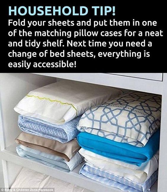 Fold All Of Your Sheets Up And Place Them Inside A Pillowcase.