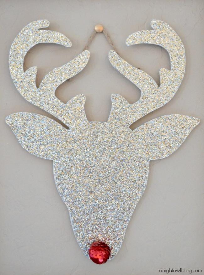 Glitter Rudolph DIY Wall Art.
