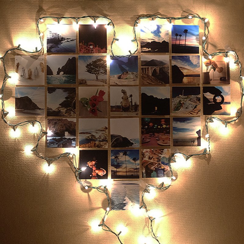 Heart frame using only Christmas lights.