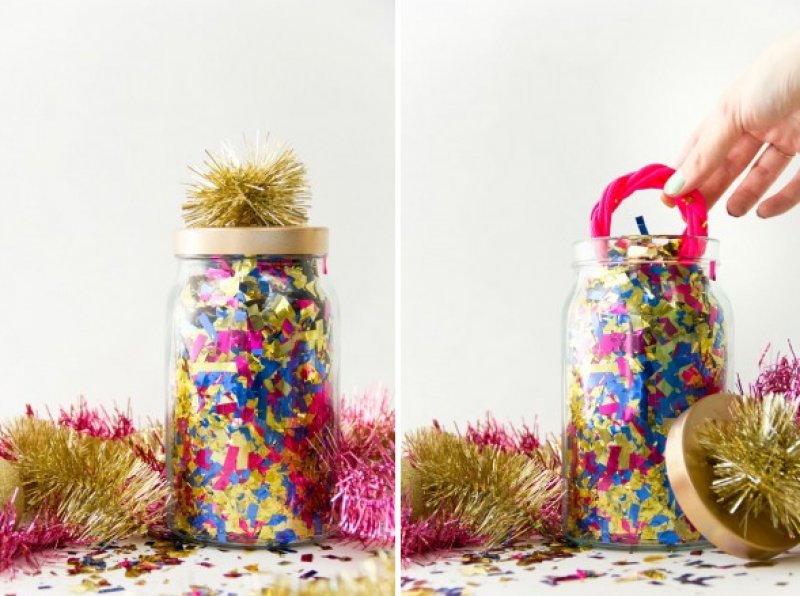 Hidden Gift in a Jar Filled with Confetti.