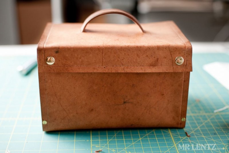 Leather and Wood Lunchbox.