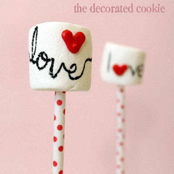 Marshmallow Pops With Heart Sprinkles.