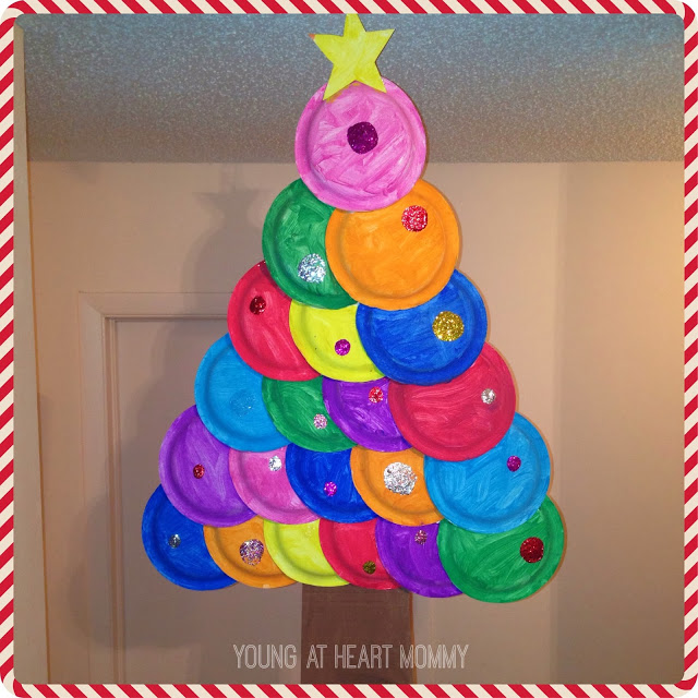 Painted Paper Plate Christmas Tree.