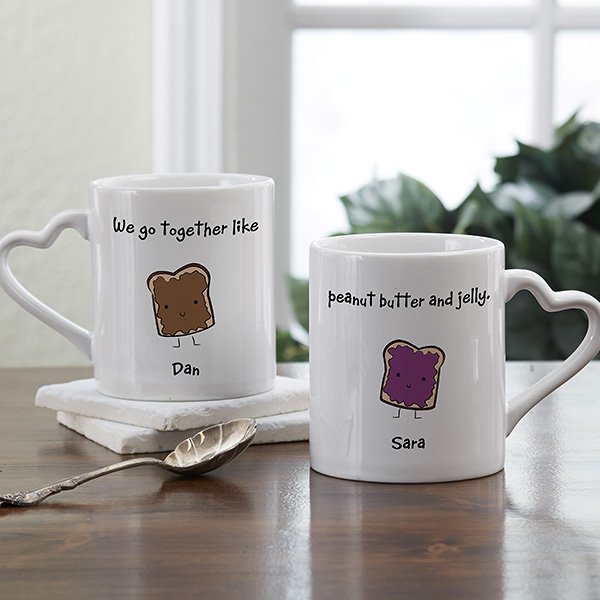 Romantic Personalized Coffee Mug Set.