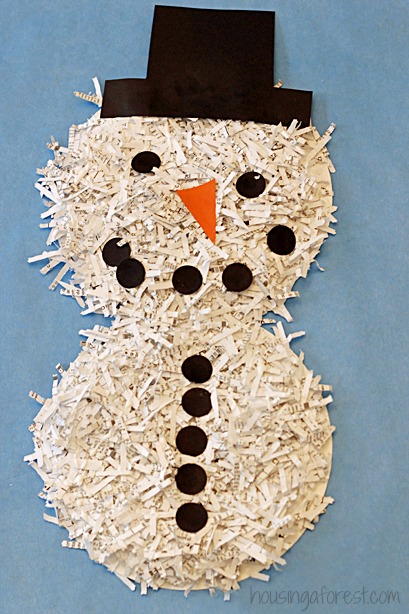 Shredded Paper Snowman.