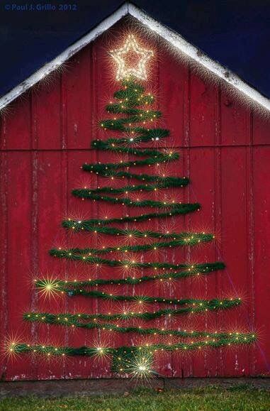 Simple Christmas wall tree for outdoor decoration.