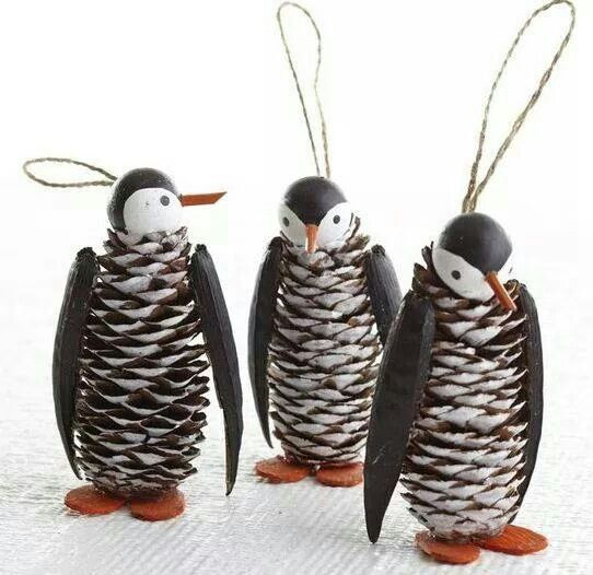 Swanky Penguin pinecone craft for Christmas.