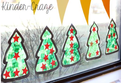 Tissue Paper Christmas Trees to Decorate The Windows.
