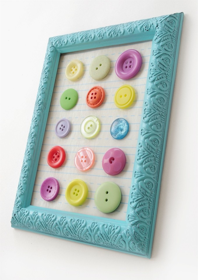 Unique Wall Art Using a Dollar Store Frame and Buttons from Your Stash.