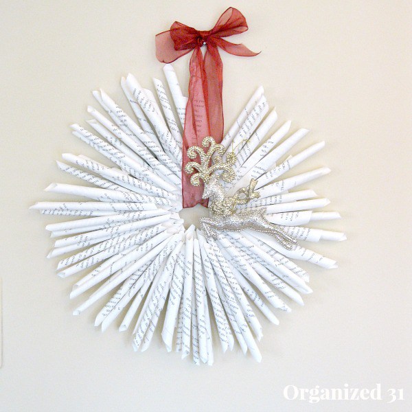 Upcycled Book Page Christmas Wreath.