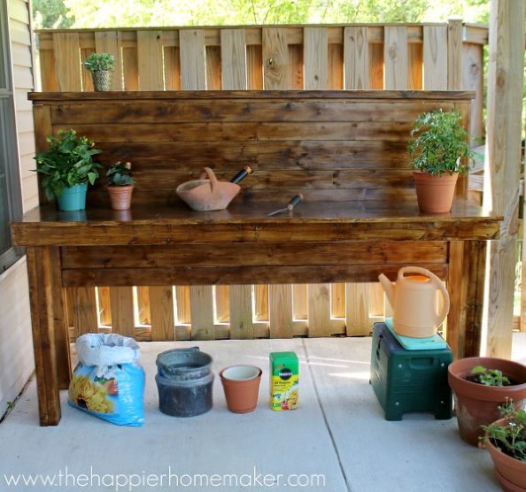 Upcycled Headboard to Potting Bench.