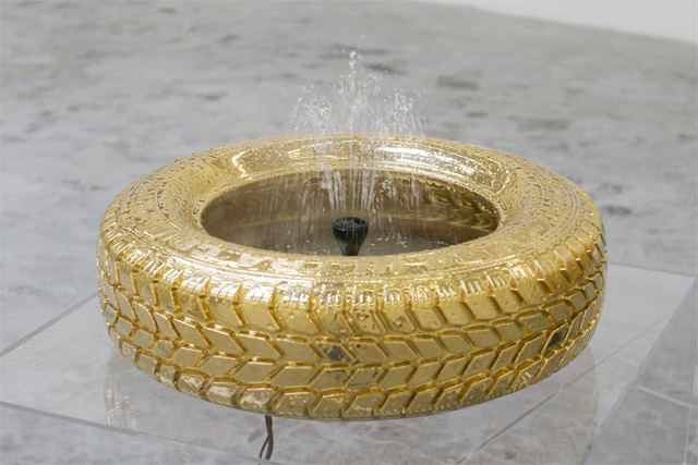 Cool Water Fountains Made with Old Tires.