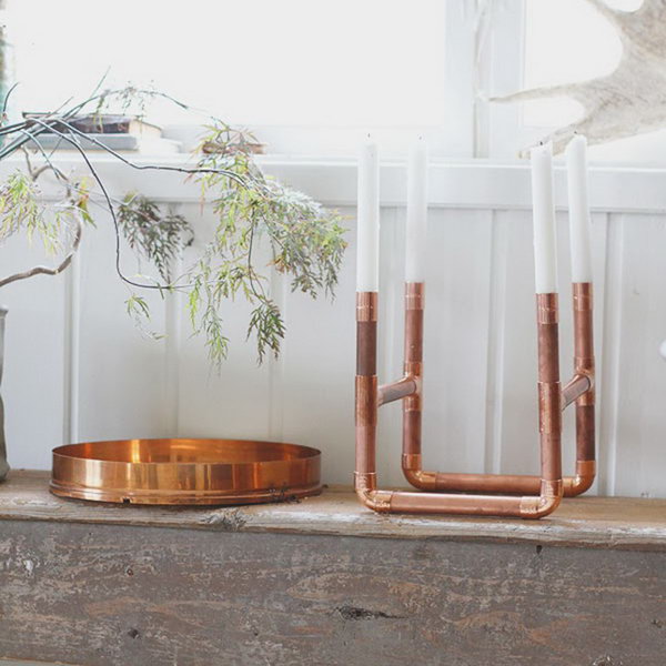 Copper Pipe Candle Holder.