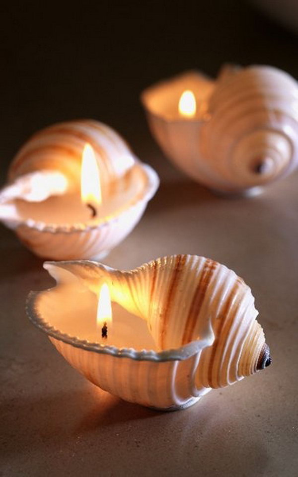 DIY Sea Shell Candles.