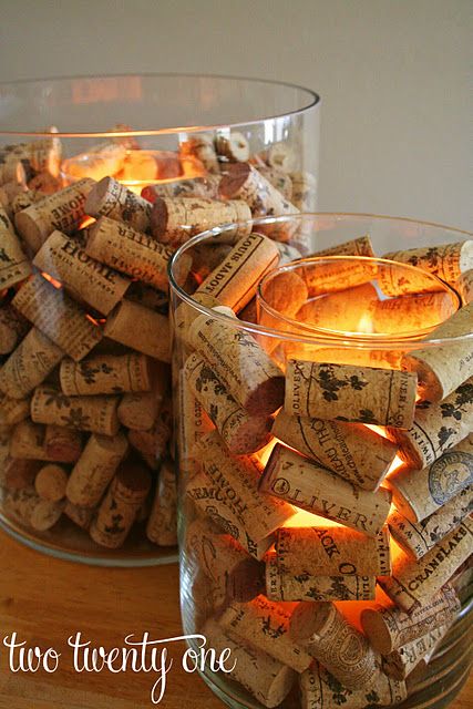 DIY Wine Cork Candle Holders.