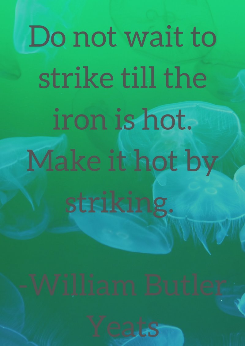 Do not wait to strike till the iron is hot. Make it hot by striking. William Butler Yeats