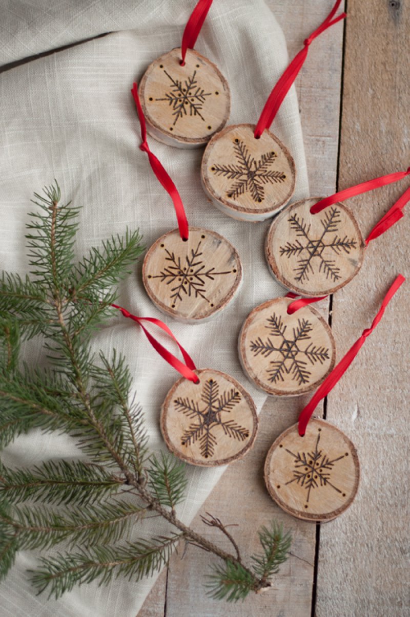 Etched Snowflake Ornaments in Birch.