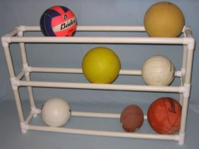 Get those balls organized with the PVC ball rack.