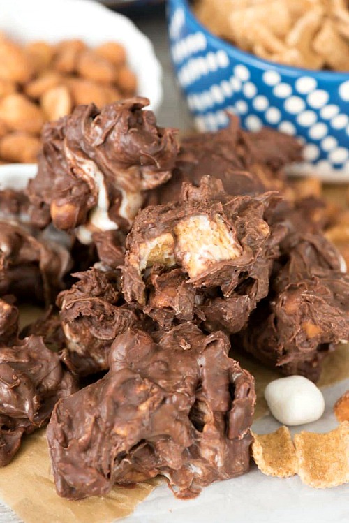 Gooey Nutty S’mores Crock-Pot Candy recipe by Crazy for Crust.