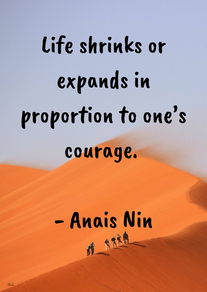 Life shrinks or expands in proportion to one’s courage. Anais Nin