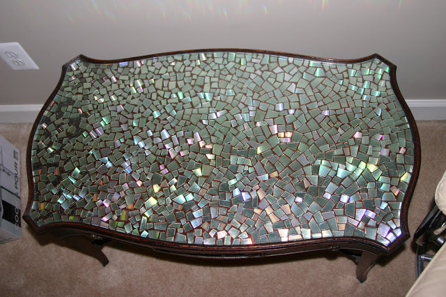 Make a Mosaic Table With CDs.